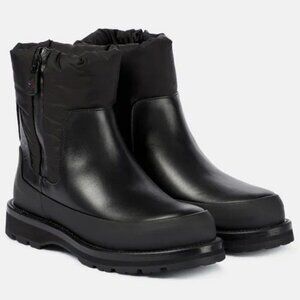 MONCLER Rain Don't Care paneled leather and shell ankle boots - Size 38.5